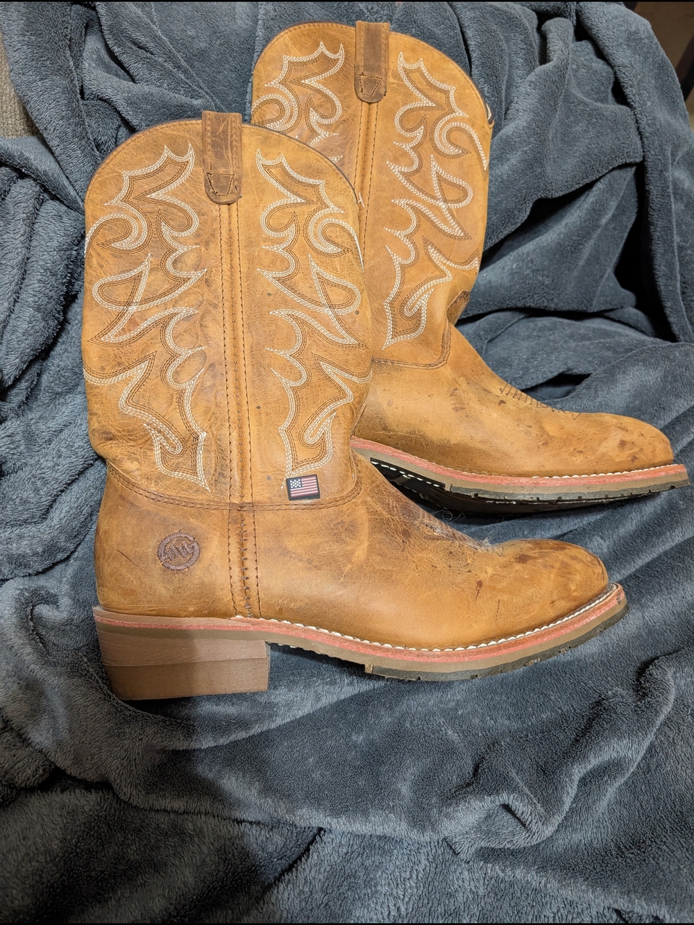 Double H Tan Leather Western Work Boots Steel Toe